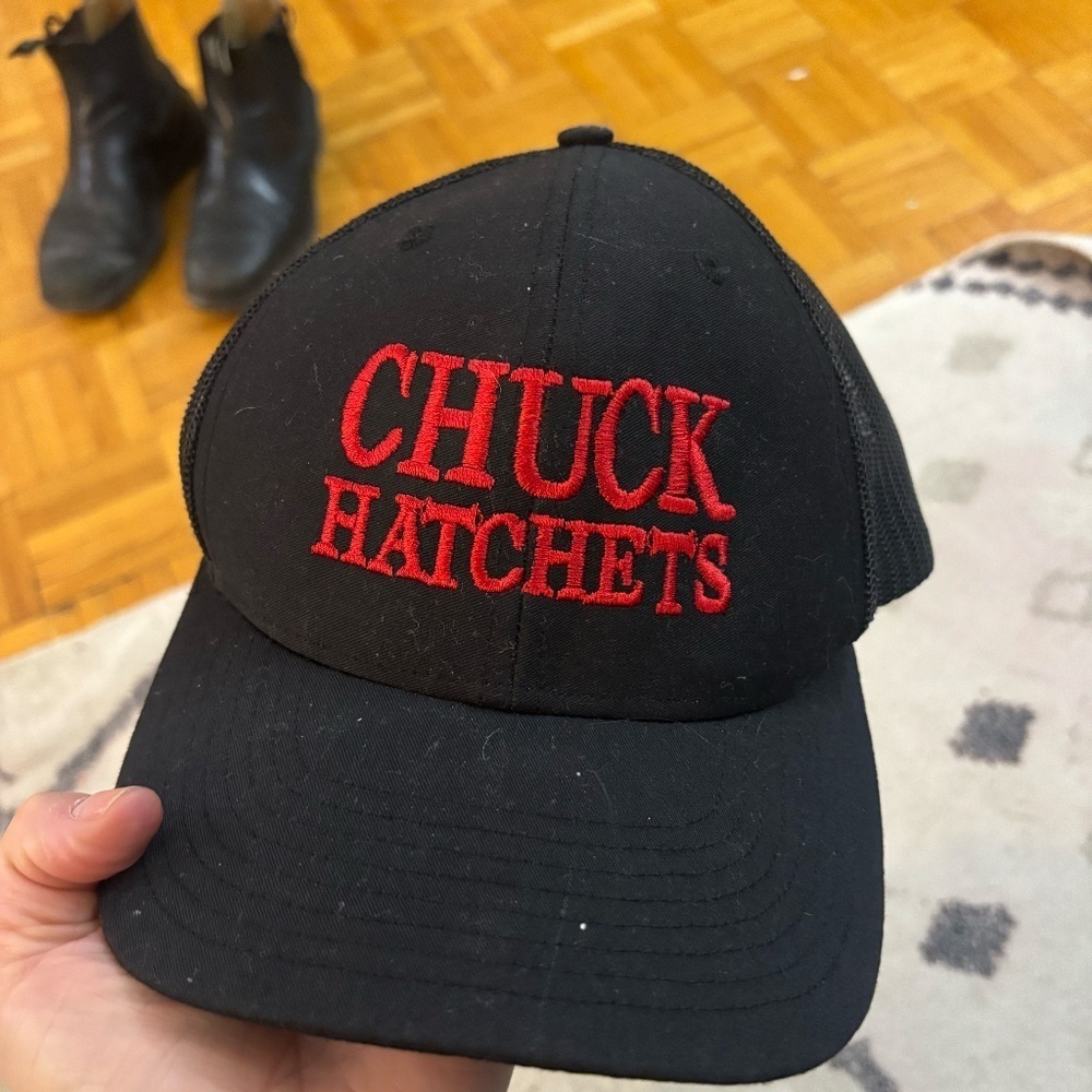 vintage trucker hat "chuck hatchets" * accepting. offers